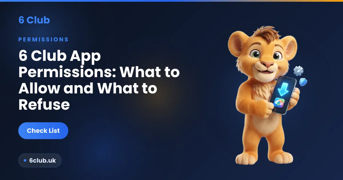 6 Club app permissions checklist showing which Android permissions to allow