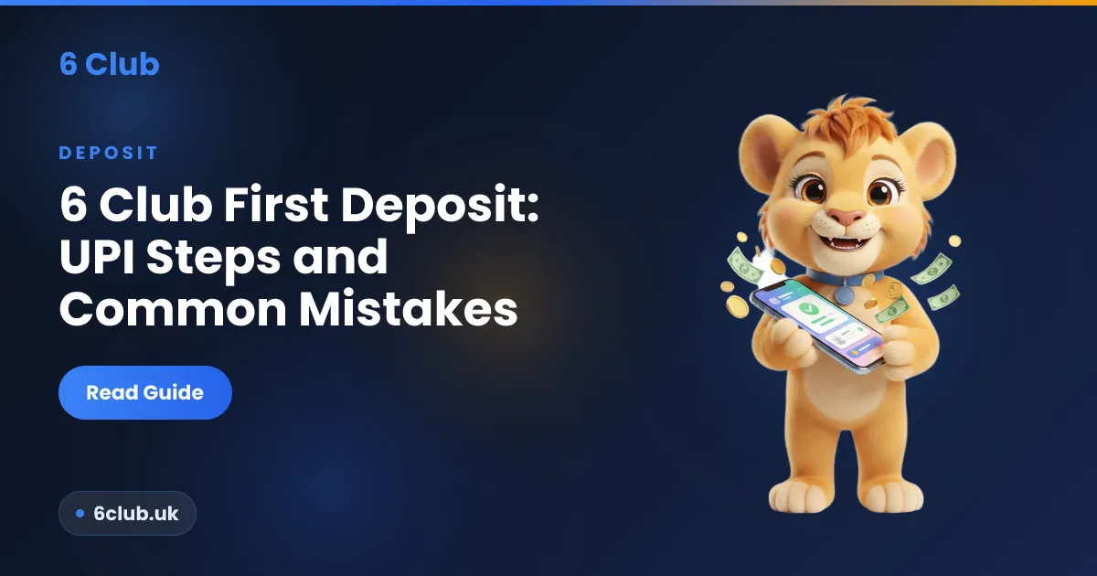 6 Club first deposit by UPI showing payment steps