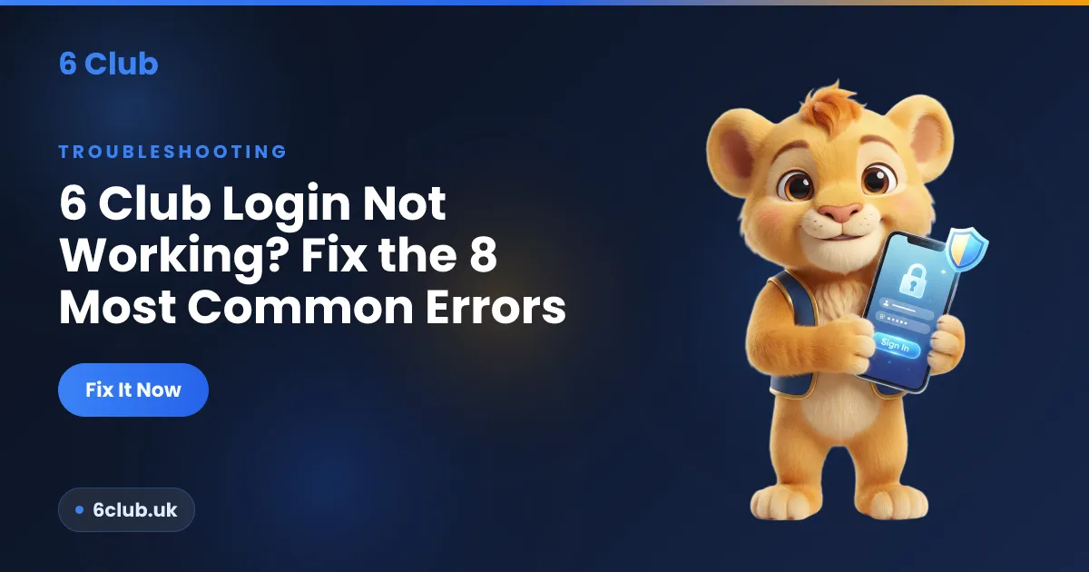 6 Club login not working — common error messages and fixes